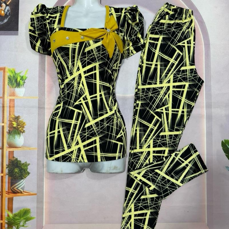 Mã 5. Đồ bộ dài ống ôm có tay mặc nhà thun aty loại 1. Siez số 1.2.3,4 từ 42kg-71kg