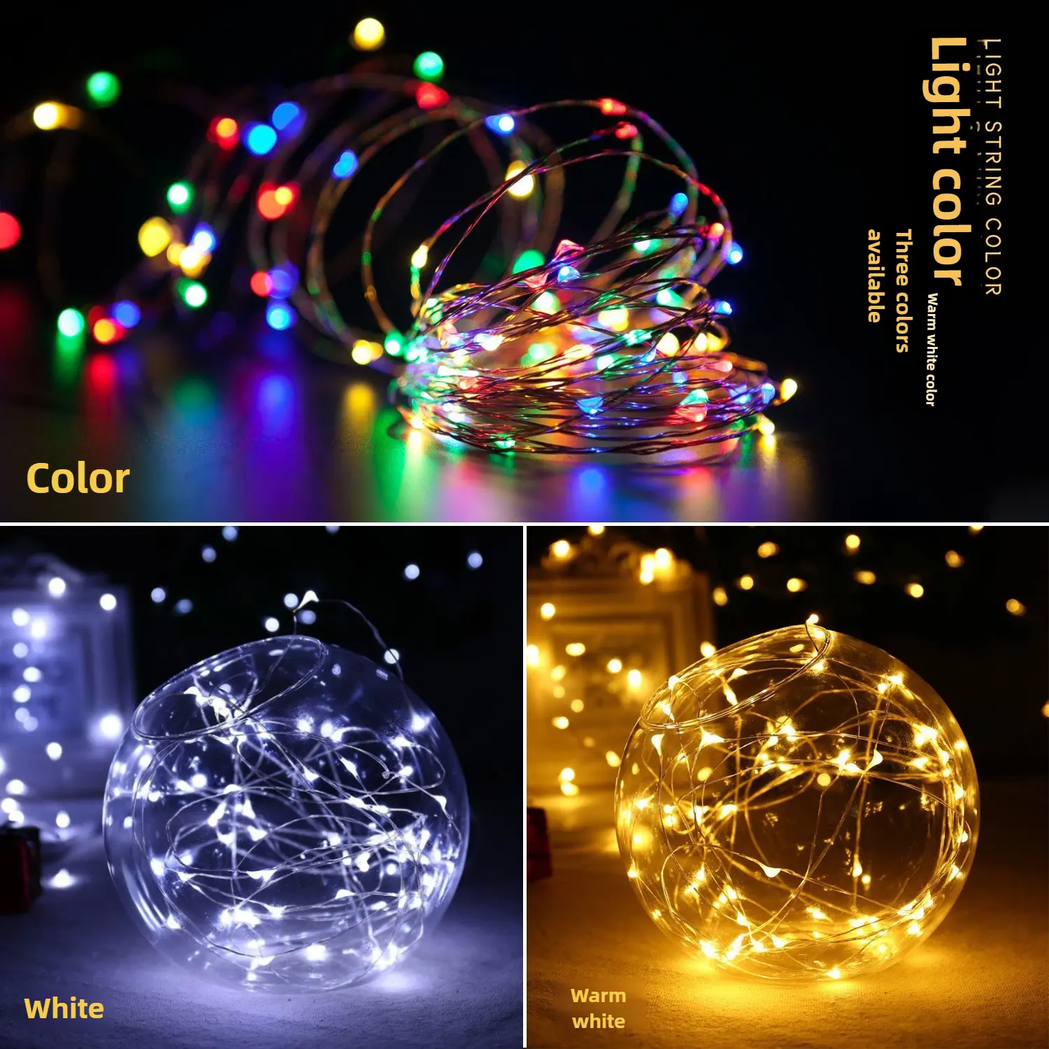 USB Light with Multi-function Remote Control Copper Wire Light 10 Meters Outdoor Waterproof Battery Box Leather Wire Light String Holiday Decorative Lights