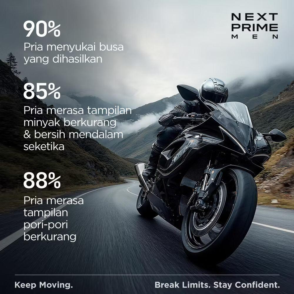 [bundle 2 in 1] Next Prime Men Combo Facial Wash - Day Brightening & Night Deep Clean - Sabun Wajah Pria untuk Kulit Cerah dan Bersih