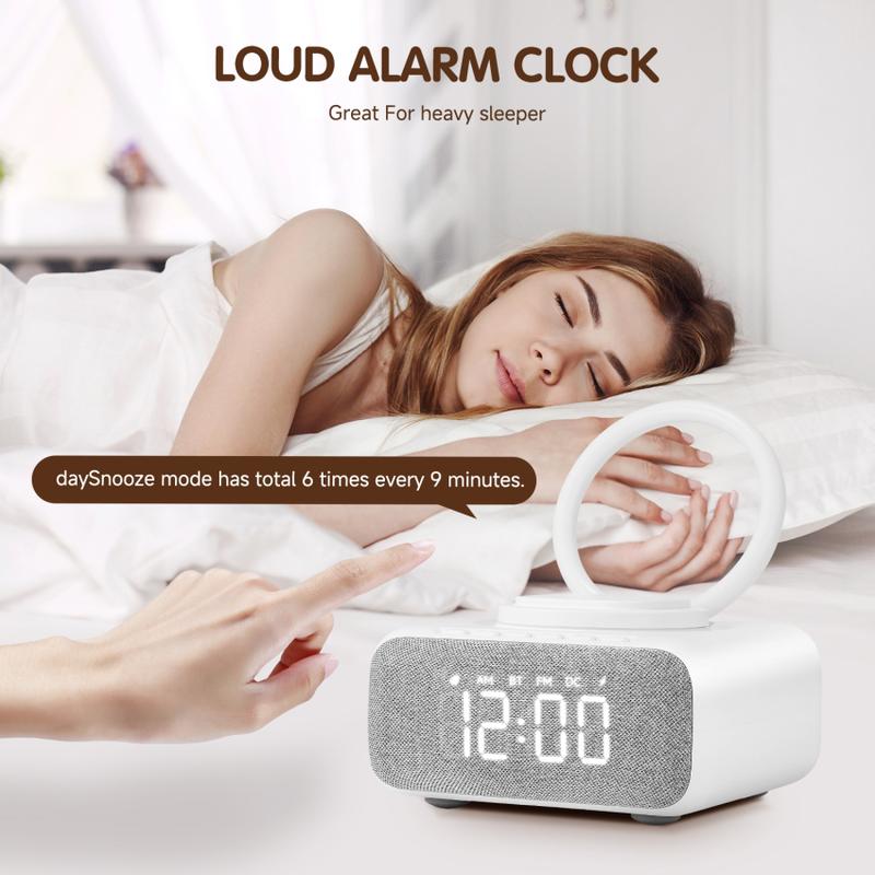 Product Introduction of Smart Alarm Clock Snooze Function Charging Station Radio Alarm Clock ， Alarm Clock Bluetooth Speaker Mains Operated Digital Alarm Clock without Ticking 24