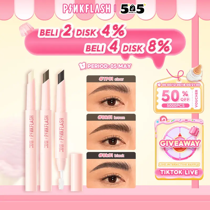 [Official] PINKFLASH 2-in-1 waterproof sculpting brow wax with Brush Long-lasting Styling Eyebrow Soap Alis Pencil