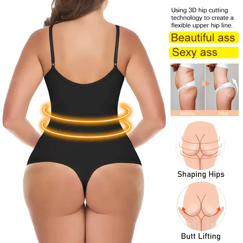 Women Sexy Shapewear Bodysuit Soft Full Body Shaper Tummy Control Thong Butt Lifter Corset Waist Trainer Underwear Hook Eyes Crotch Camisole Adjustable Strap Lingerie 5 Colors Available,2025 Spring 5