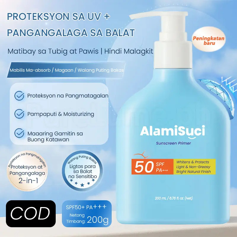 Sunscreen Pemutih Alami Suci SPF50+ 200g  Sunblock Whitening Tahan Air Tidak Berminyak Original