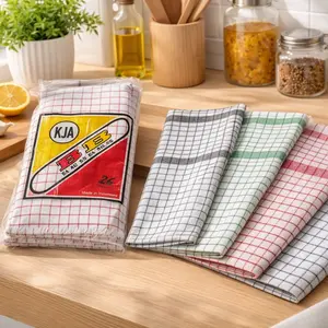 KJA Serbet Piring Kain Lap Cap KJA BB 50 cm x 50 cm 3 Pcs Random Warna untuk Dapur dan Rumah Bahan Berkualitas Daya Serap Tinggi