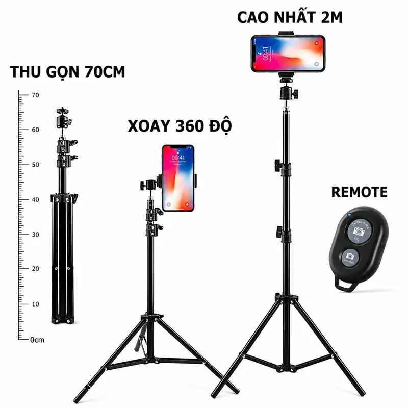 (Tặng Remote) Gậy livestream quay video , chụp ảnh review sản phẩm , hỗ trợ livestream tiện lợi , dễ dàng thu gọn mang theo ( Lỗi 1 đổi 1 ) Phụ Kiện Selfie