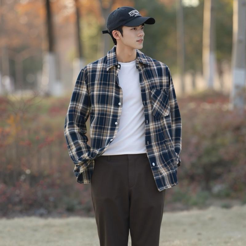 COMBO 2 Áo Sơ Mi Flannel Mix Túi Ngực Đan Chéo Kẻ Caro Dài Tay Nam Nữ Thơi Trang Trẻ Trung Chất Cotton Dày Dặn Thoáng Mát - Có Cổ - Menswear 06 Shirt Jean