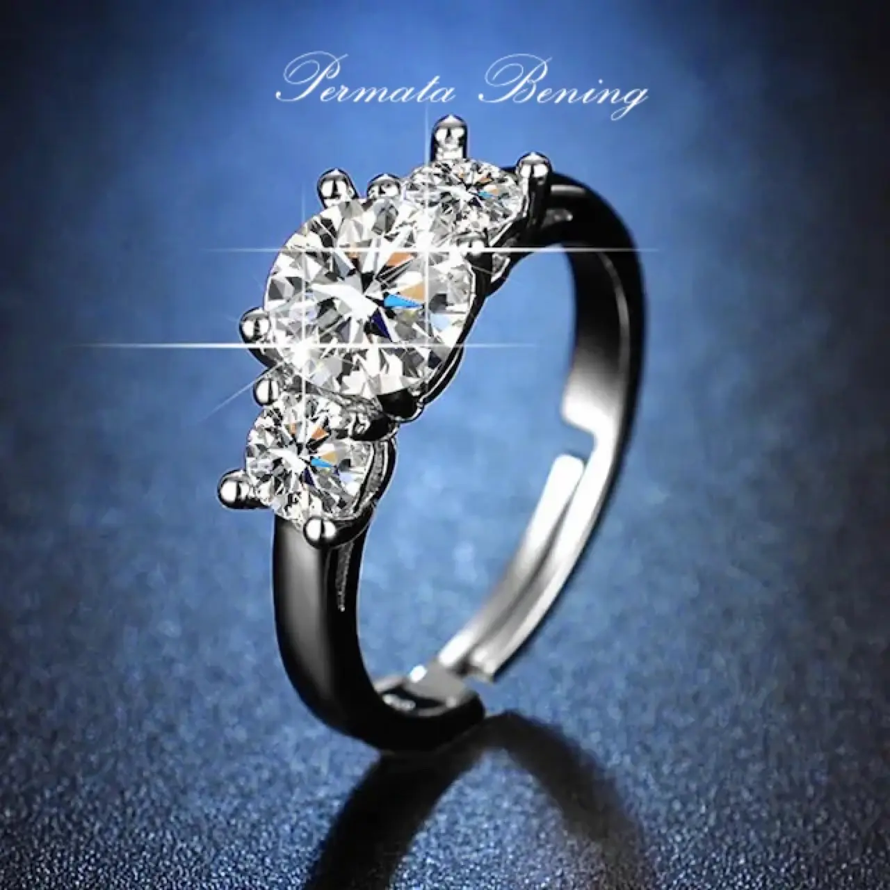 Permata Bening Cincin Wanita Perhiasan M Mengenalkan 'Permata Bening Cincin Wanita Perhiasan Mewah Cantik Elegan Estetik Ring Adjustable Dengan Diamond Zirconia Original