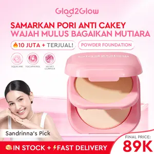 Glad2Glow Perfect Blurring Powder Foundation Concealer - setting powder Mencerahkan Wajah Kusam Niacinamide Translucent Twowaycake Skintint | bedak tabur oil control dan tahan lama Cushion