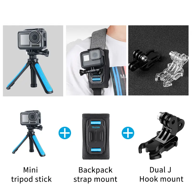 TELESIN Dual Extension J-Hook Mount Buckle for Action Camera 4