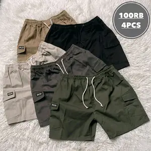 Promo 100rb Dapat 4 Pcs Celana Pendek Cargo Boardshort Premium Pria Dewasa Slim-fitting Lembut Santai Nyaman