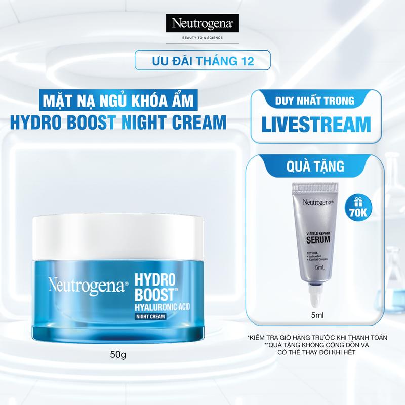  Mặt nạ ngủ Neutrogena Hydro Boost Hyaluronic Acid Night Cream 50g - Skincare Nữ | Chăm sóc da | Làm đẹp da Dưỡng Ẩm Da 