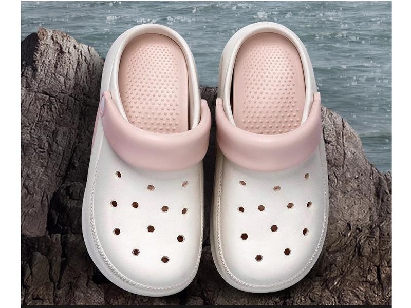 Thick soled style fashionable two piece women sandals and slippers with cushioning breathable beach hole shoes 2392 cute shoe Charms Accessories, tahan lasak waterproof, selipar hujan kasut perempuan