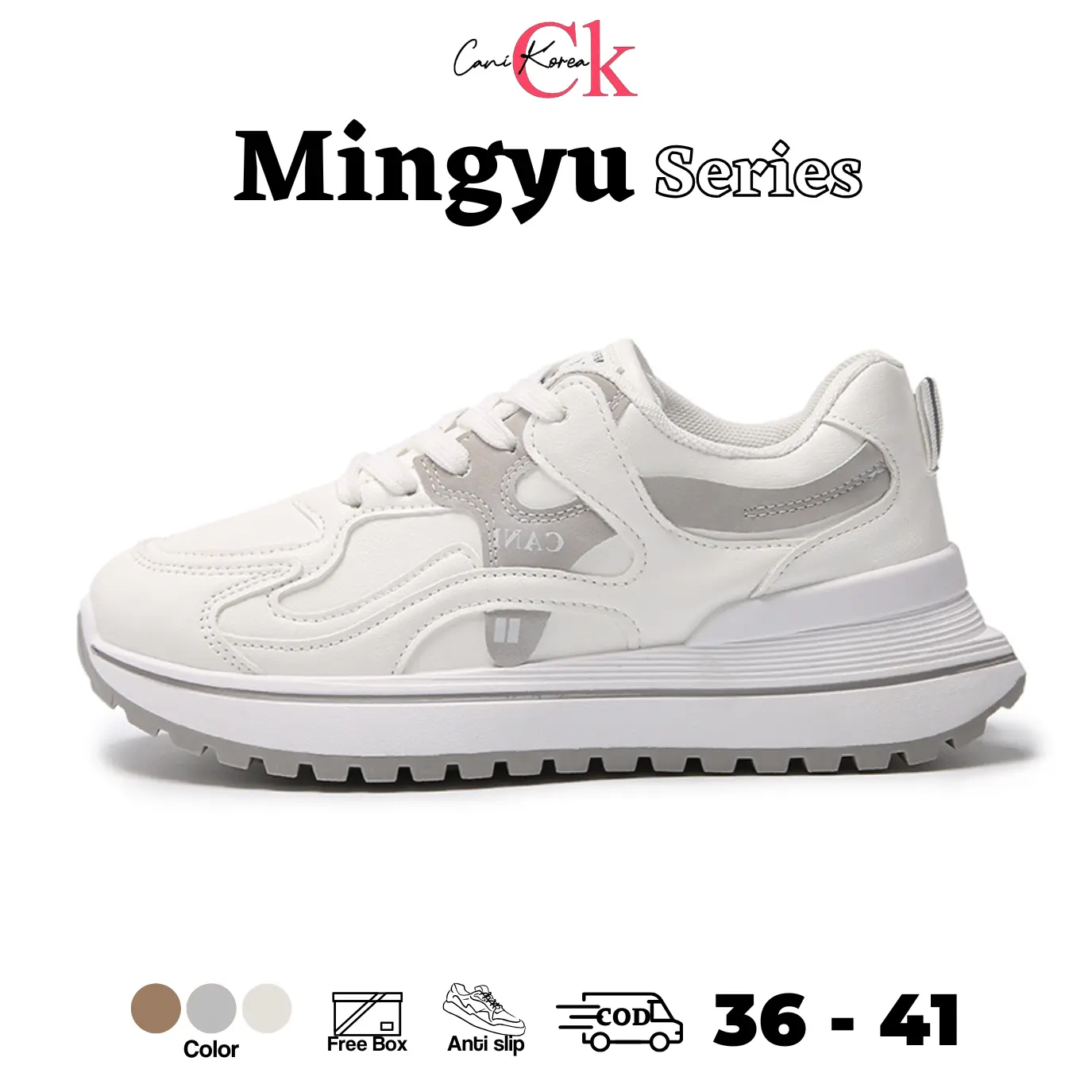 CANIKOREA Mingyu Sepatu Sneaker Wanita Korean Casual Fashion Sol Empuk Senam K9245