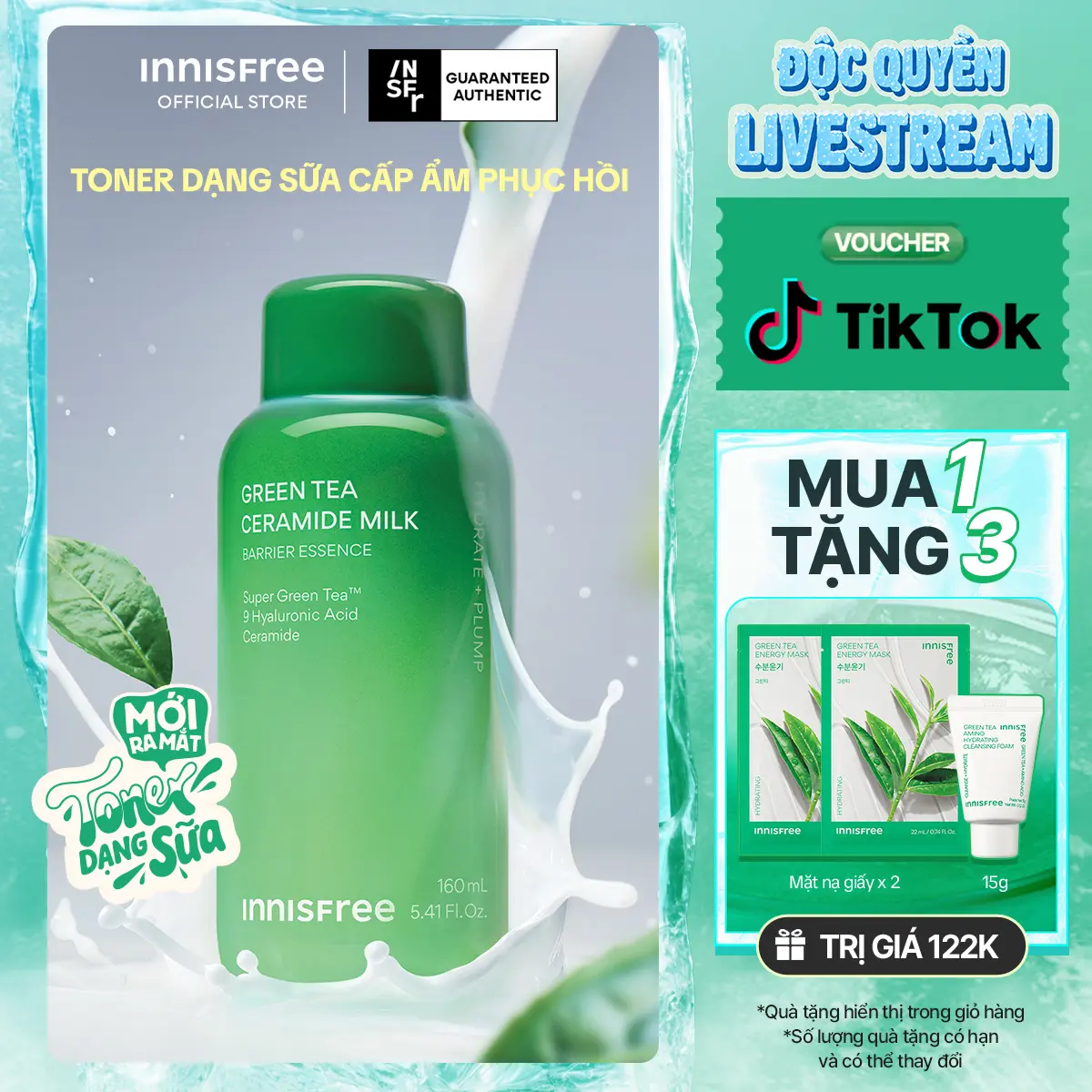 Toner Dạng Sữa innisfree Green Tea Ceramide Milk 160ml