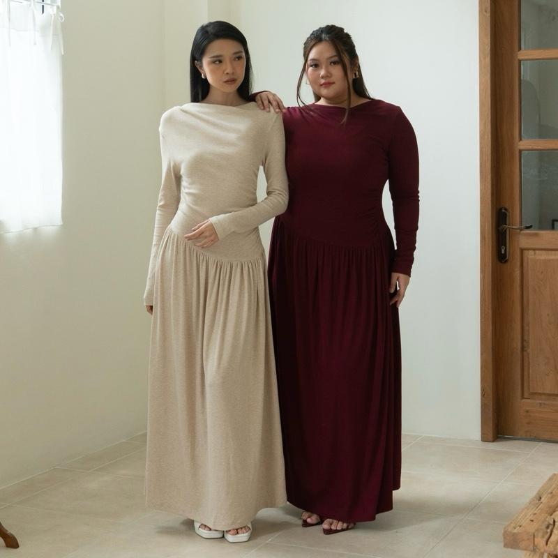 SERENA DRESS | ROOHA | Dress Panjang Tangan Panjang Wanita Basic - Shop ...