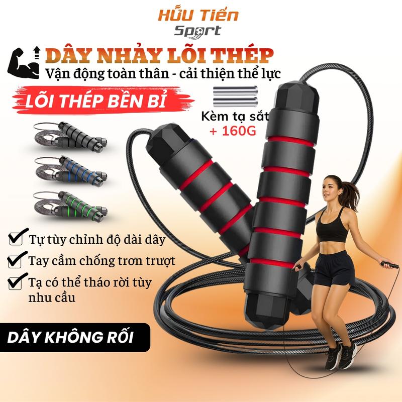 Dây Nhảy Lõi Thép Bọc Nhựa PVC Bền Bỉ Dây Nhảy Thể Lực Tập Thể Dục Cardio Gym Thể Thao Cao Cấp 2,7m Nhiều Màu Kèm Tạ