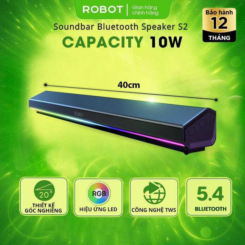   MỞ BÁN  Loa Thanh Soundbar Bluetooth VIVAN S2 Công Suất 10W Bluetooth 5.4 Pin 1800mAh Bass Trầm Mạnh Mẽ 3 Cụm Driver - Hỗ Trợ Kết Nối USB  AUX  Thẻ Nhớ | Củ Loa Nghe Nhạc | Bảo Hành 1 Năm 