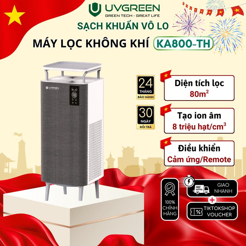 Máy Lọc Không Khí Diệt Khuẩn UVGREEN KA800 80m2 - Công Nghệ UVC LED Hiện Đại - Ion Âm Làm Sạch Không Khí Phòng Ngủ - Bộ Lọc HEPA H13 Chống Vi Khuẩn
