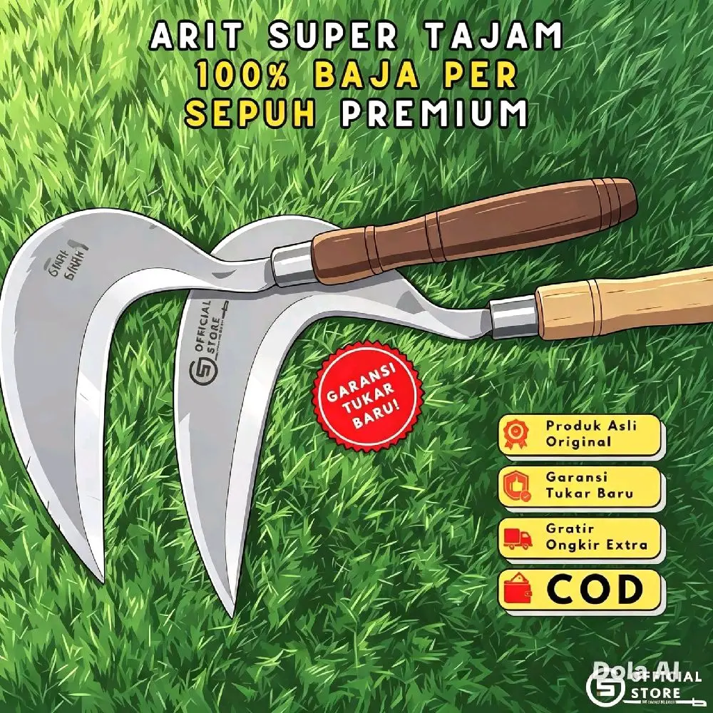 Arit Rumput Super Tajam 100% Baja Per Sepuh Premium - Garansi Tukar Baru - Alat Taman