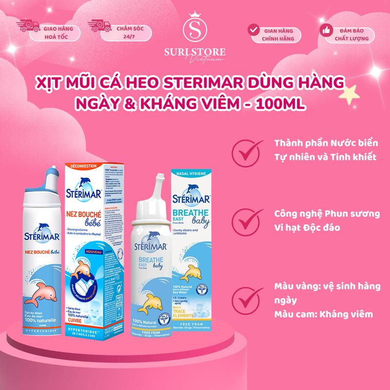 SURI STORE - Xịt mũi cá heo Sterimar hỗ trợ kháng viêm & vệ sinh hàng ngày - 100ml