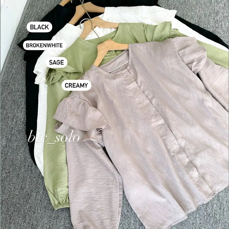 MOLY BLOUSE POLO LINEN KEMEJA WANITA MUSLIMAH TERMURAH BTCSOLO PANJANG JUMBO BESAR PREMIUM 4