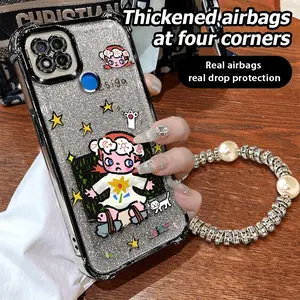 XWBDDFSK187 casing hp For Redmi 9C with lanyard Soft cover new model full edge banding electroplating phone case Cute and interesting doll