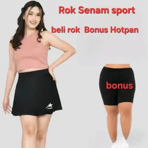 Rok Senam  Sport  (Beli rok dapat Hotpan) rok senam logo   rok olahraga  tenis . Zumba .Aerobik . jogging dll Baham spandek balon adem lembut nyaman  Size Standar &Jumbo  BB 37kg sampai 90kg bijuga untuk penutup Celana ketat regular