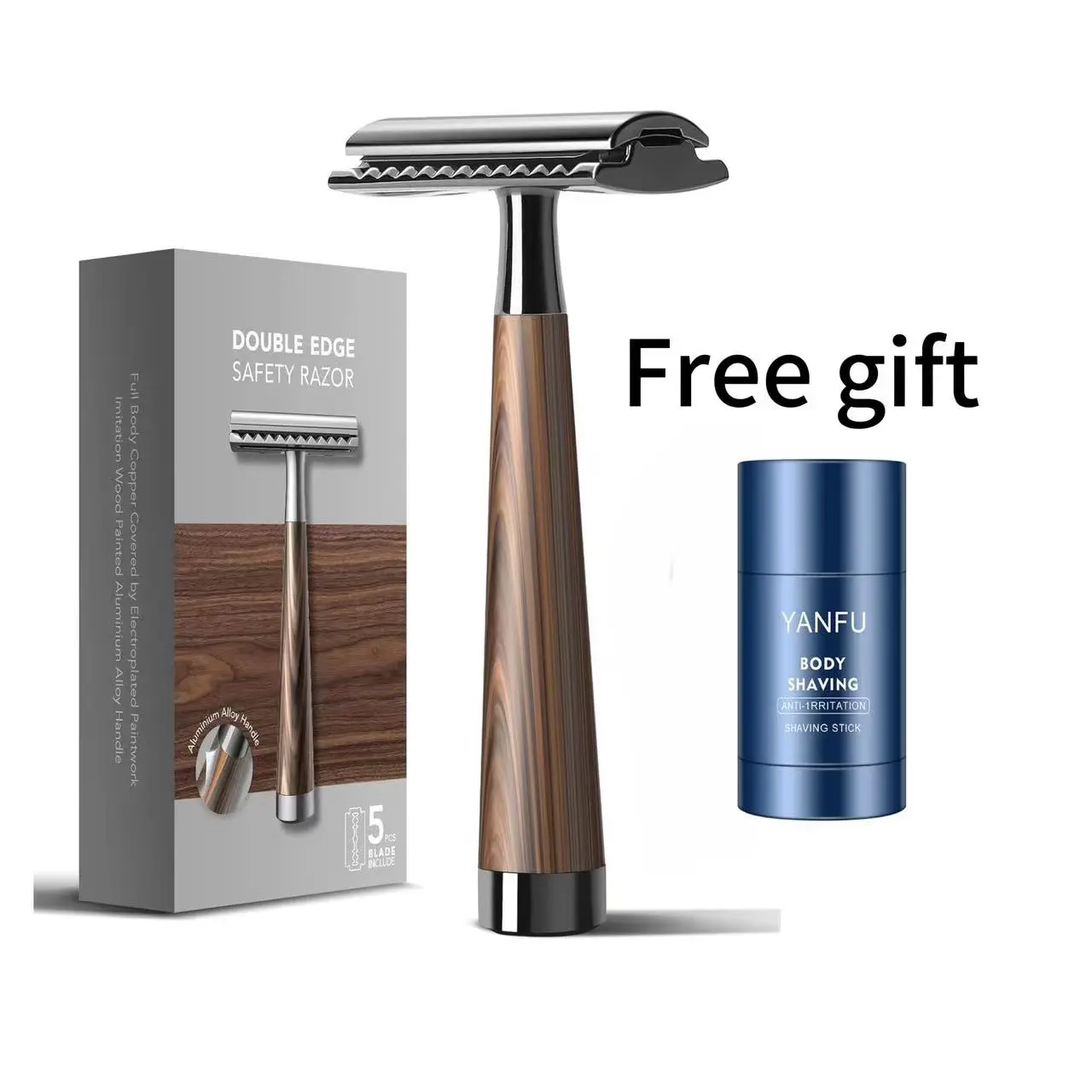 【Giới thiệu Shave Foam】Dao Cạo Thủ Công Bằng Gỗ, Kiểu Cũ, Dành Cho Nam Và Nữ, Thích Hợp Cho Các Cặp Đôi, Được Làm Bằng Thép Không Gỉ Cạo Râu