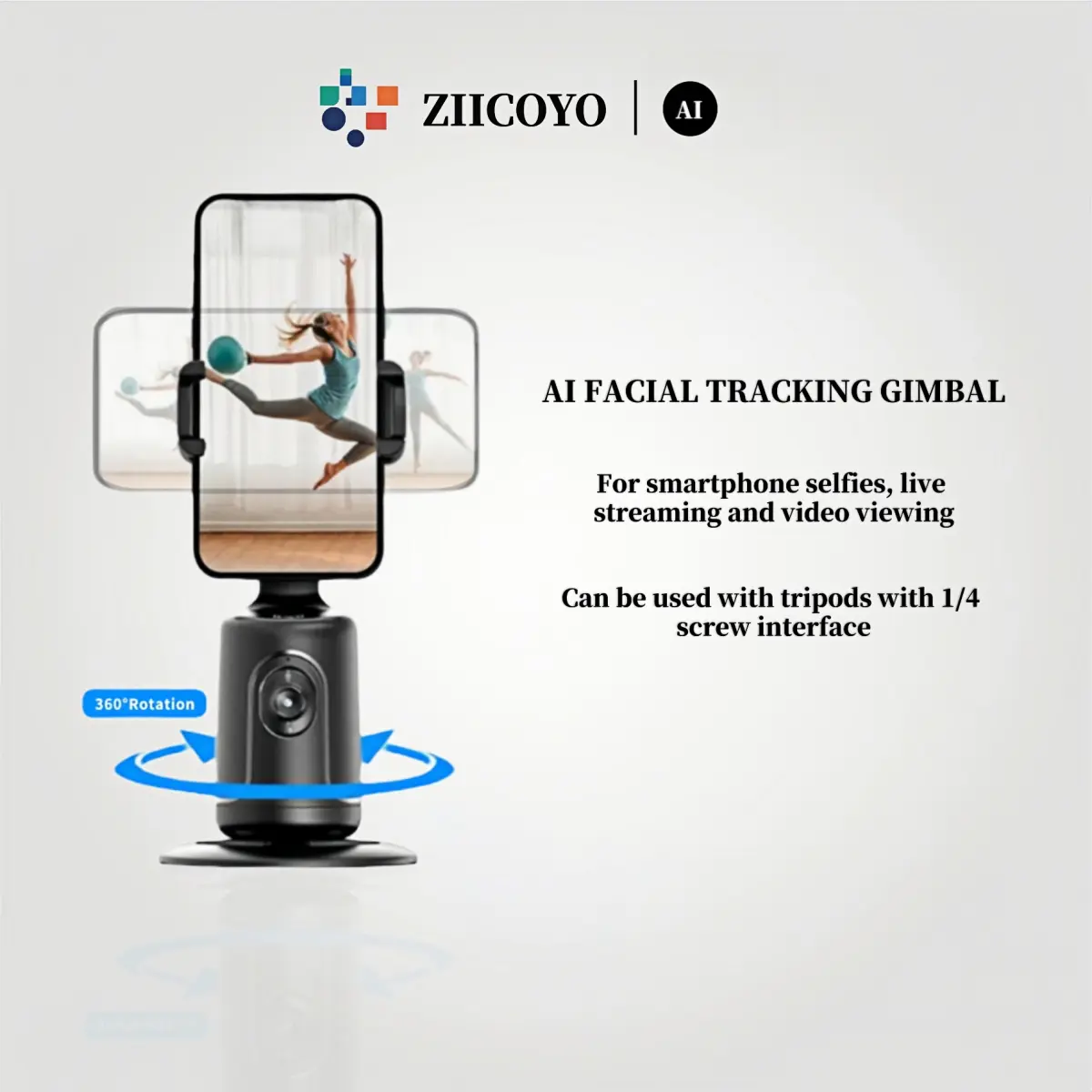 ZIICOYO Intelligent facial recognition gimbal for smartphone selfies, live broadcast recording and video viewing.Gift of Bluetooth remote control，Can be used with tripods with 1/4 screw interface.Cellphone Holder/Selfie Accessories