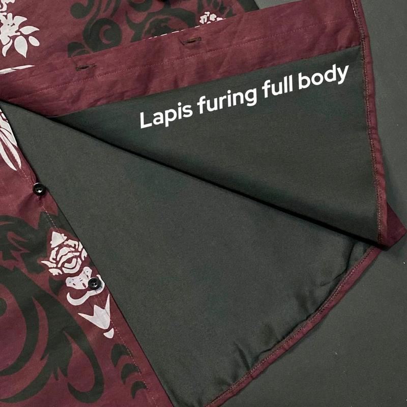 Abimana burgundi kemeja batik pria slimfit lapis furing full body terbaru 3