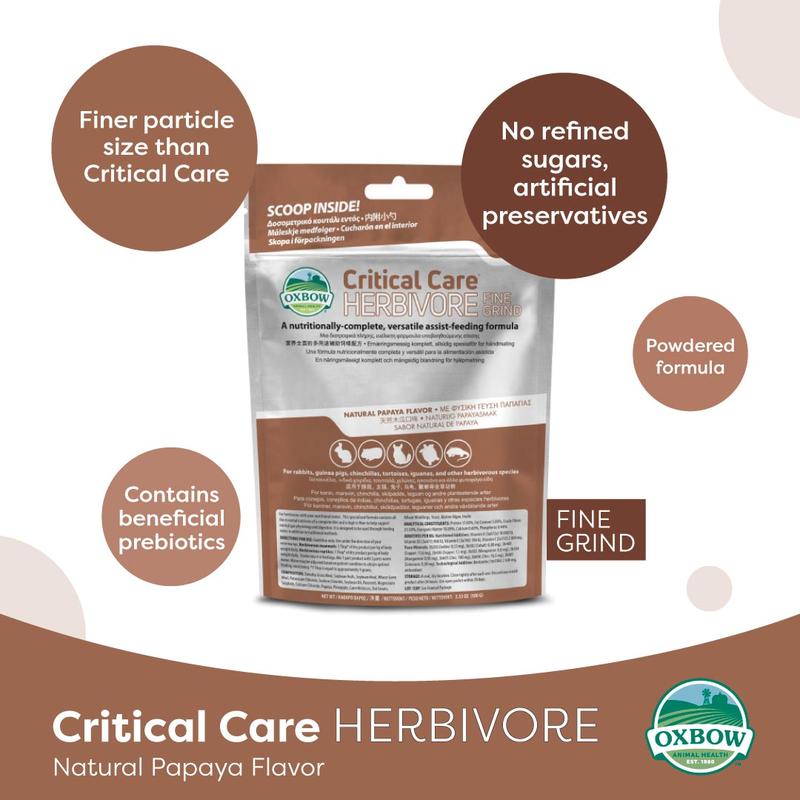 Product Introduction of Oxbow Critical Care Herbivore Fine Grind Small Animal Recovery Food 100g | Chinchillas Rats Gerbils Hamsters Guinea Pig 3