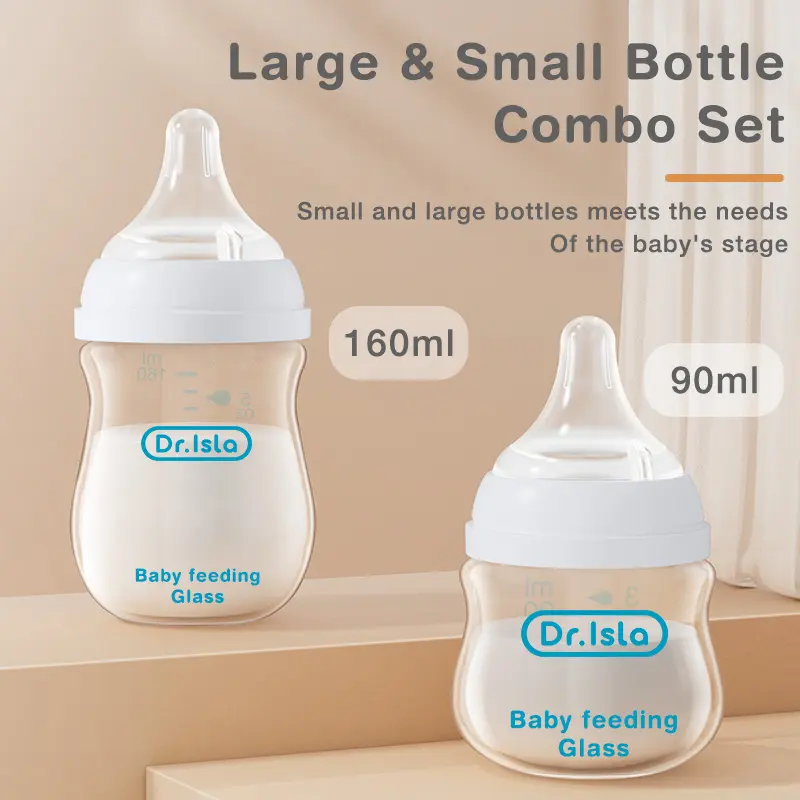Dr.isla GB01 Botol Susu Bayi Anti Jatuh Bahan PP Tahan Panas Tinggi Dot Terbaru Desain Aliran Lambat Anti Tersedak Silikon Food Grade Aman BPA Free Mudah Dibersihkan untuk Bayi Baru Lahir atau Bayi Perut Sensitif 5