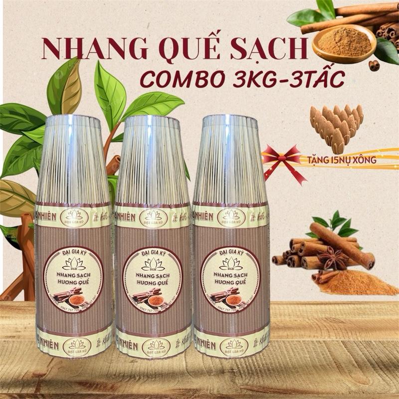 COMBO 3KG_3BÓ NHANG QUẾ 3 TẤC 28CM THƠM NHẸ DỊU TRẦM ẤM NHANG SẠCH ĐẠI GIA KỲ THỜ CÚNG đồ _