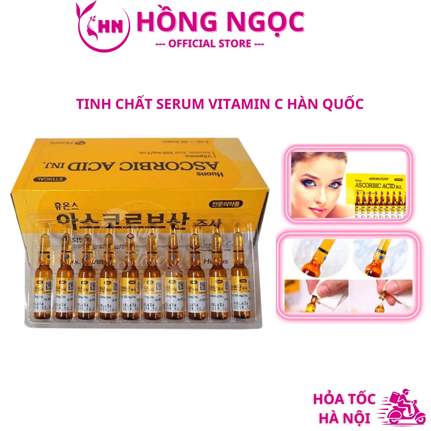 Vitamin C Hàn Mix phi kim cấy tảo, cấy trắng [Vỉ 10 ống] Skincare Làm Đẹp Da