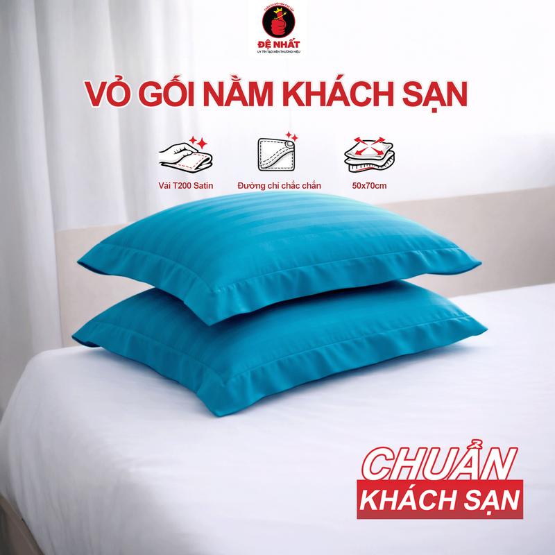 1 Chiếc Vỏ Gối Nằm Khách Sạn ĐỆ NHẤT T200 Satin (1 Vỏ Gối 40x60 / 50x70) - Chăn Ga Gối Drap Thấm Hút Tốt Dễ Giặt Nhanh Khô Bền Màu Cho Khách Sạn, Homestay, Nhà Nghỉ