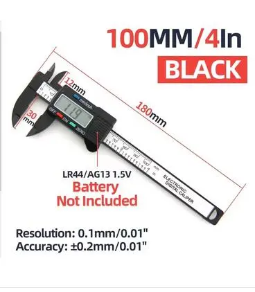 1pcs Electronic Digital Caliper Inch/Metric Conversion 0-6 Inch/150 Mm Carbon Fiber Gauge Micrometer Extra Large LCD Measuring Tool