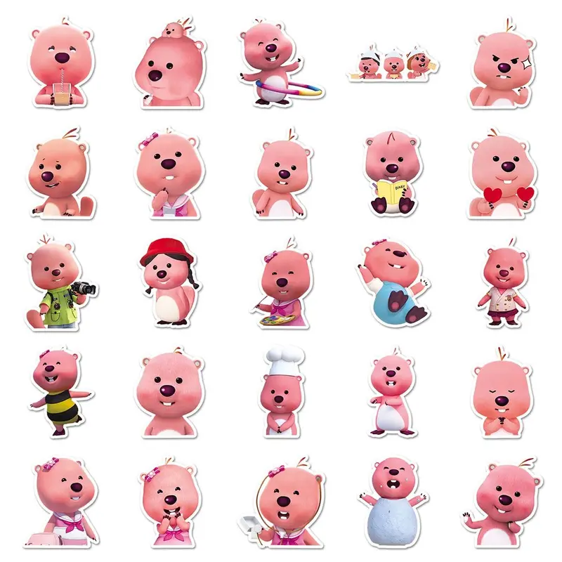 50/10 miếng Loopy sticker, siêu dễ thương, không thấm nước, thích hợp cho máy tính xách tay, điện thoại, ô tô, mũ bảo hiểm 3