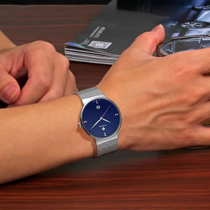 WWOOR-Men's Watch Đồng Hồ Thạch Anh Siêu Mỏng Cho Nam, Thương Hiệu Hàng Đầu, Không Thấm Nước, Có Lịch, Thời Trang Đeo Tay 7