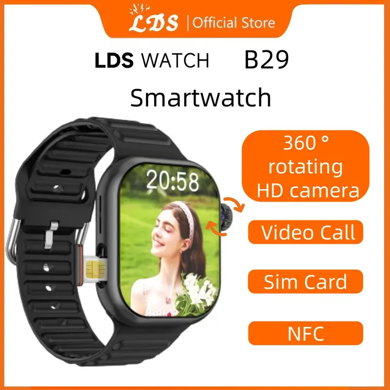 Sim Card/Camera】LDS B29 4G Smartwatch Sim Card Wifi 2+16G