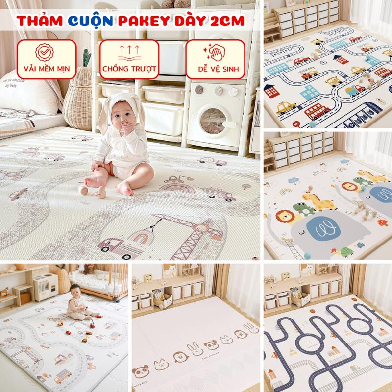 Thảm Cuộn Trải Sàn PAKEY Cao Cấp Dày 2cm, Thảm Cuộn Xốp XPE Mềm Mại Chống Trơn Trượt An Toàn Cho Bé Tập Bò Tập Đi