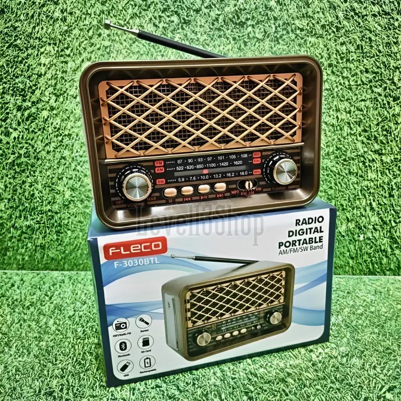 Radio FM/AM/SW Speaker Portable Bluetooth FM Radio Klasik Design Radio Bluetooth FM/kartu TF/usb FLECO F-3030BTL Radio Jadul Klasik FullBass 6