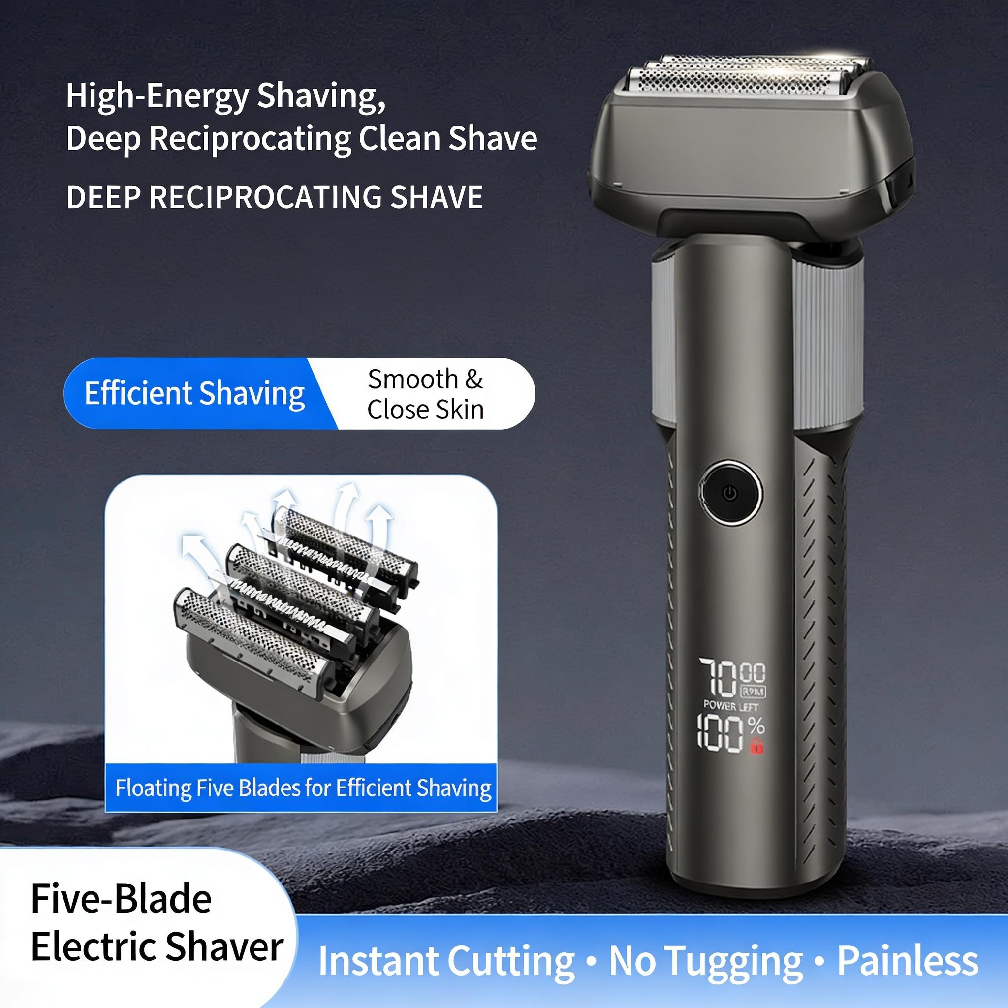 Pisang Cukur Rambut Pria RUIBO 5 Mata Pisau, Bisa Dicuci Air & Tampilan Digital LED | Men's Electric Shaver RUIBO 5 Blade Head, Waterproof Washable with LED Display