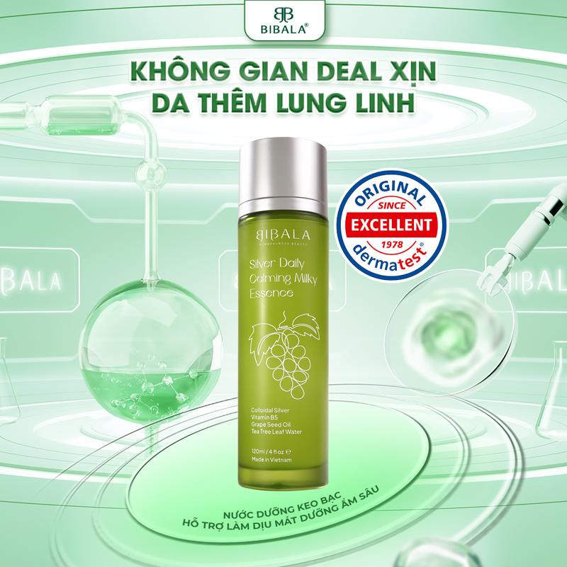 Sữa dưỡng keo bạc phục hồi ngăn ngừa hại khuẩn cho da tổn thương nhạy cảm 120ML SILVER DAILY CALMING MILKY ESSENCE 120ML BIBALA