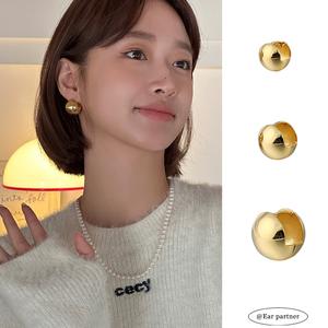 EAR PARTNER-ゴールドボールピアス 高級感のあるニッチメタルピアス 新しい流行のエクリップピアス レディース用(eh-2462)