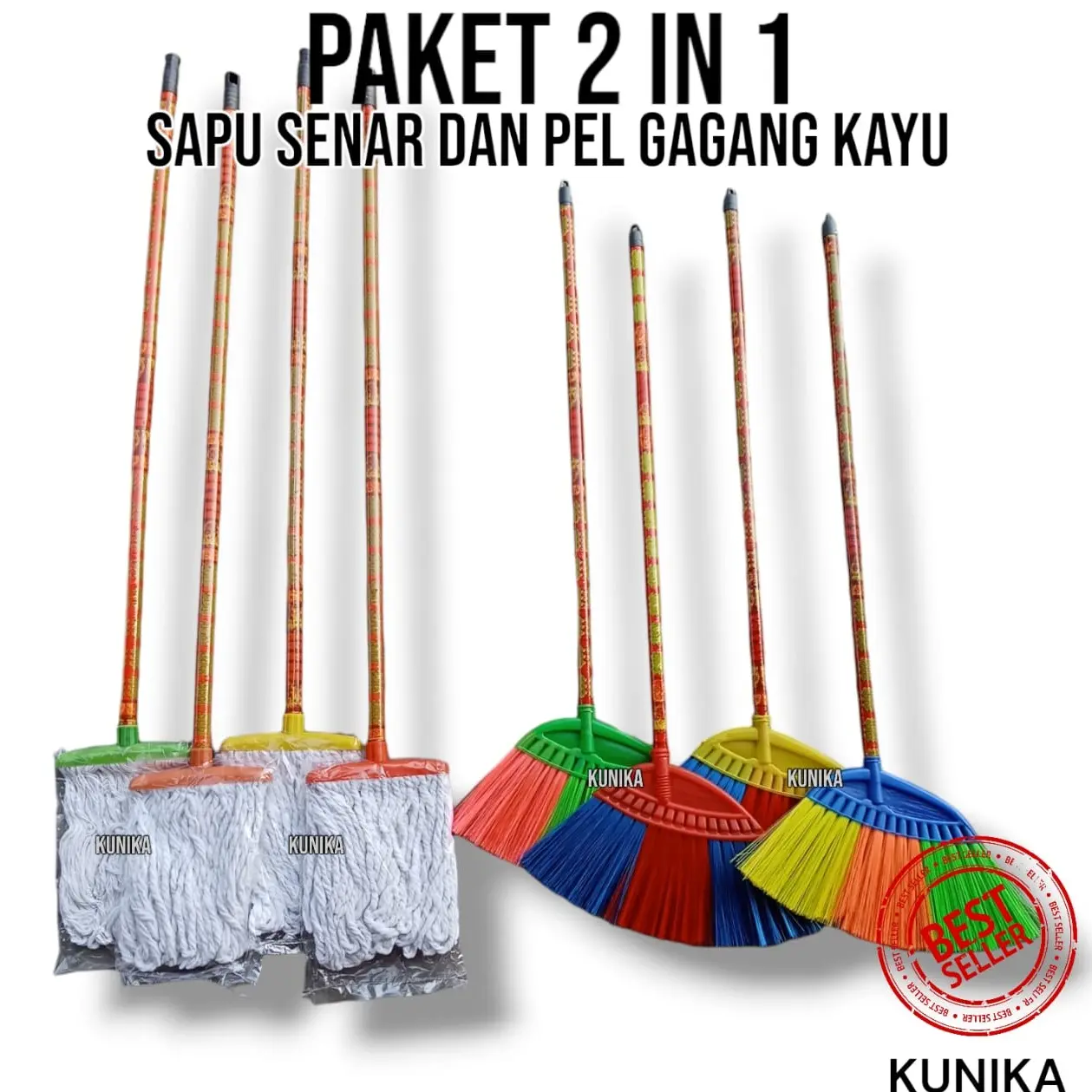 Paket Sapu 2 in 1 Jumbo Senar & Pel Bahan Plastik Tanpa Pengki Gagang Pembersih alat  kebersihan alat  kebersihan serat nilon dengan gagang pelan  dan sapu  lantai