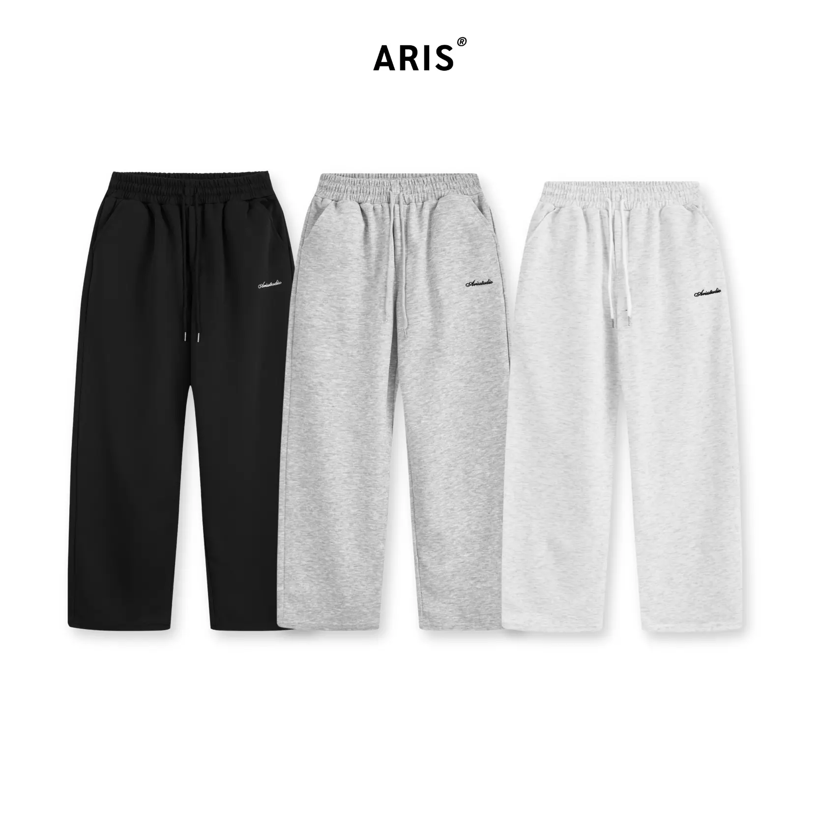 [New Colors] Quần nỉ ống đứng ARIS.STU Quần nỉ thêu logo cạp chun nam nữ unisex local brand QD04