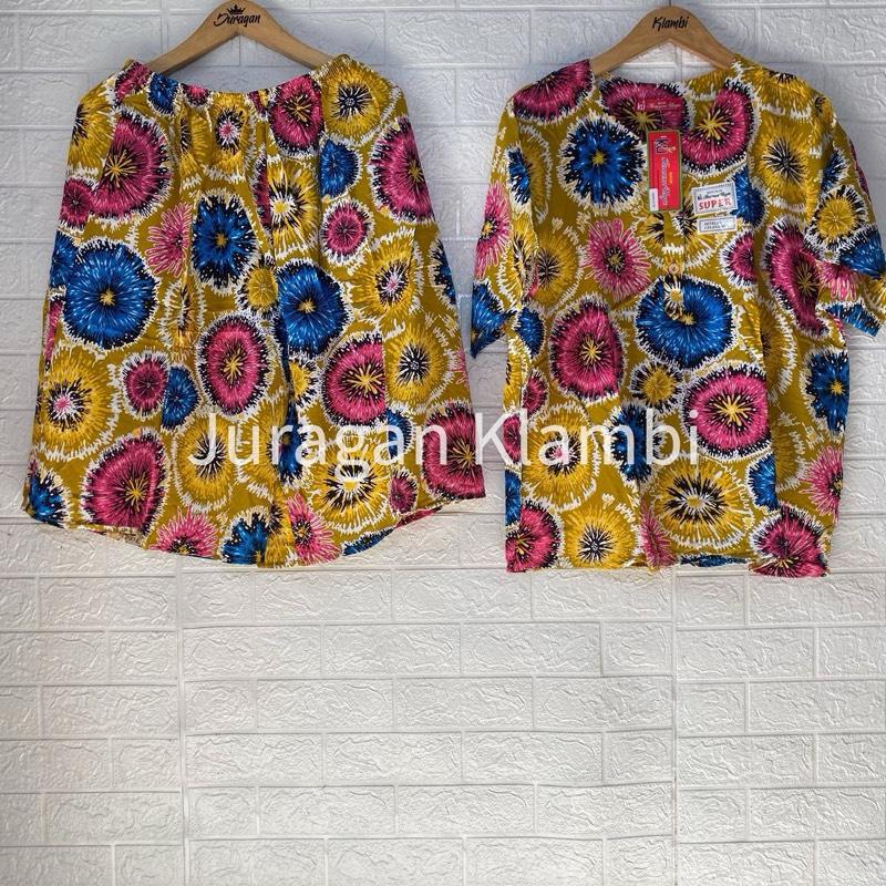 SETELAN MAXI L4 LD 140 SUPER JUMBO KENCANA UNGU LABEL MERAH Setelan jumbo bunga Lengan pendek Cantik Motif 7
