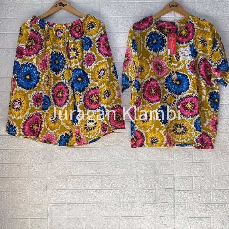 SETELAN MAXI L4 LD 140 SUPER JUMBO KENCANA UNGU LABEL MERAH Setelan jumbo bunga Lengan pendek Cantik Motif 6