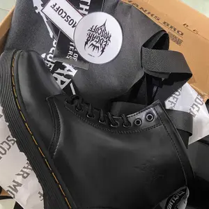 Edgar Moscoff - Sepatu Pria High Boot 8 Hole Formal Casual Kerja Kantor Sol Rubber  Hitam