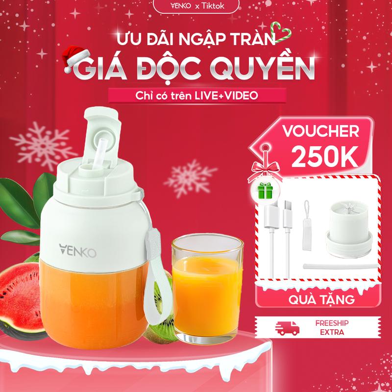   TẶNG 4 PHỤ KIỆN  Máy xay sinh tố cầm tay Venko PB1300 - Dung tích 1300 Lưỡi dao 10 cánh Pin 2600 mAh - Máy xay sinh tó tích điện 